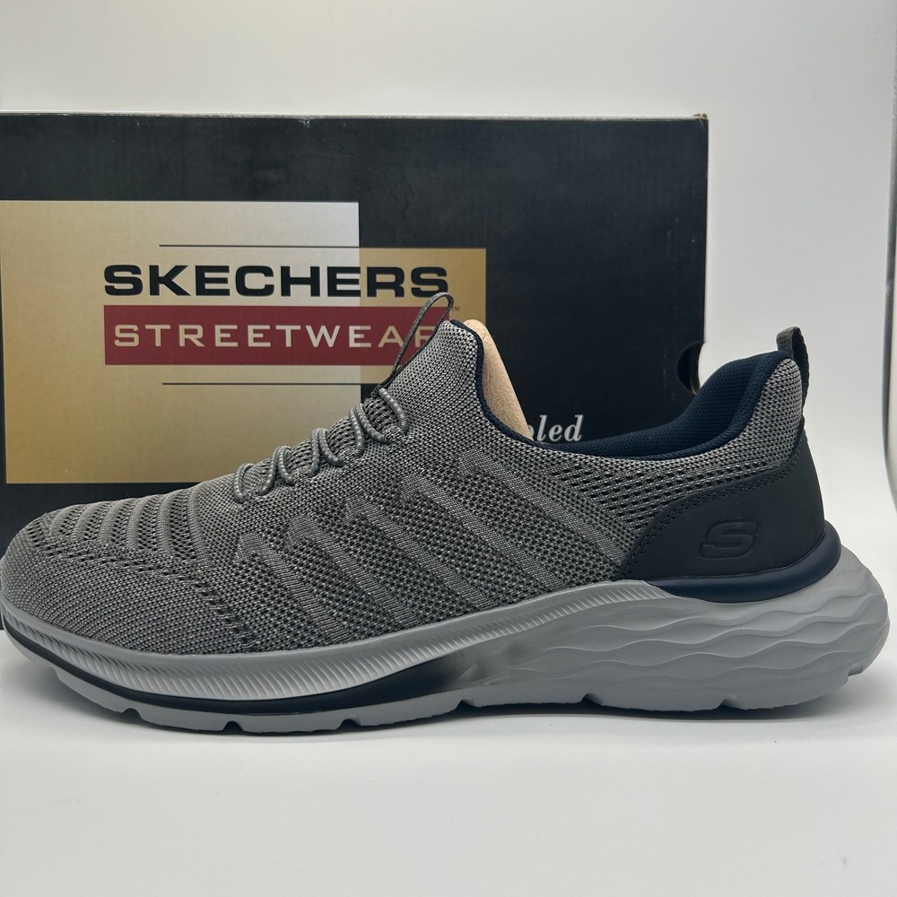Skechers Garner Crispin Shoes Mens 13 Charcoal Grey Slip On Sneaker Vegan Knit